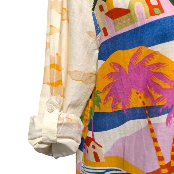 True Destinations Womens Size XS NWT Flaw Tropical Palm Scene Tunic Coverup Top - Picture 5 of 12